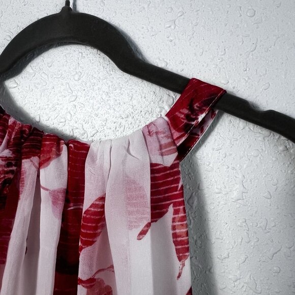 Betsey Johnson Floral Midi Dress Size 12 Shark Bite Hem Invisible Zipper - Picture 6 of 10